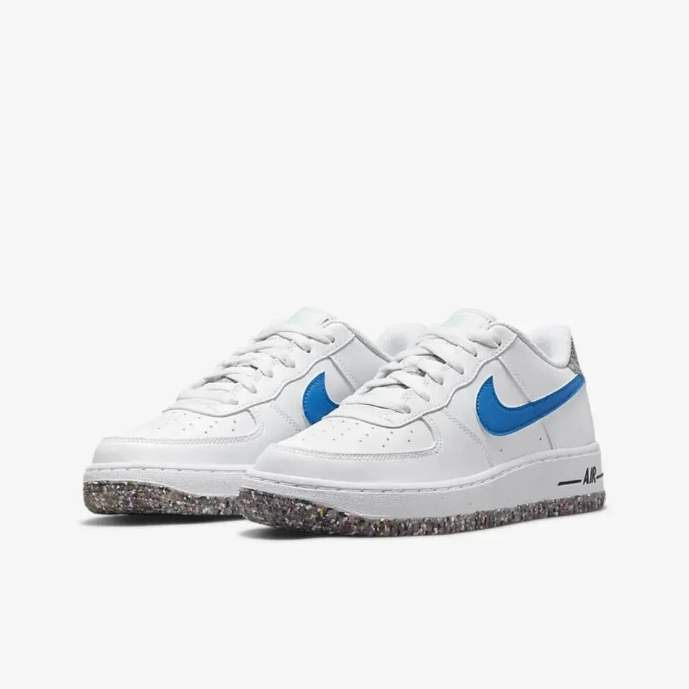 Nike Kids White Sneakers with Blue Swoosh